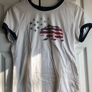 White California Style Tee with American Flag